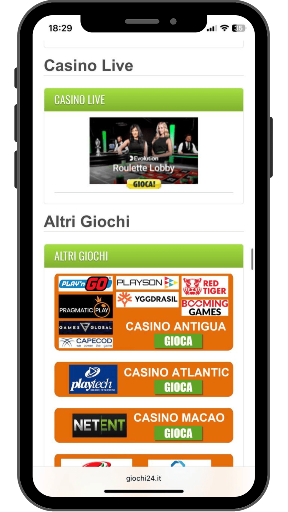 Casino Giochi24 popolari giochi dal vivo